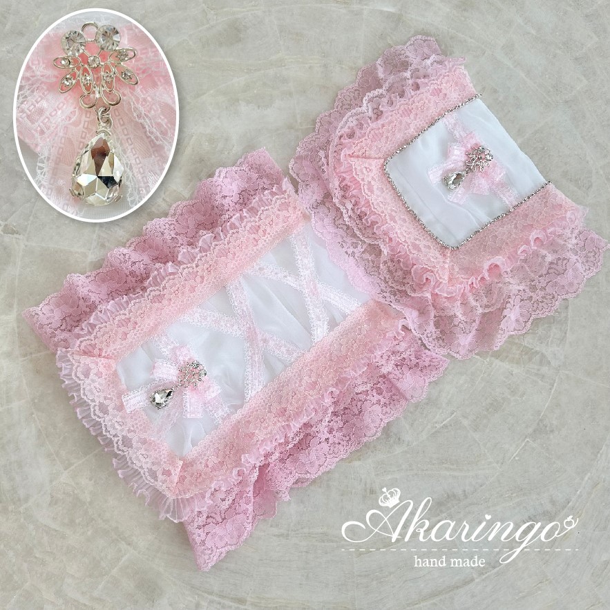 フリル＆リボンのトイレットペーパーホルダーカバー ピンク 姫系 トイレインテリア雑貨