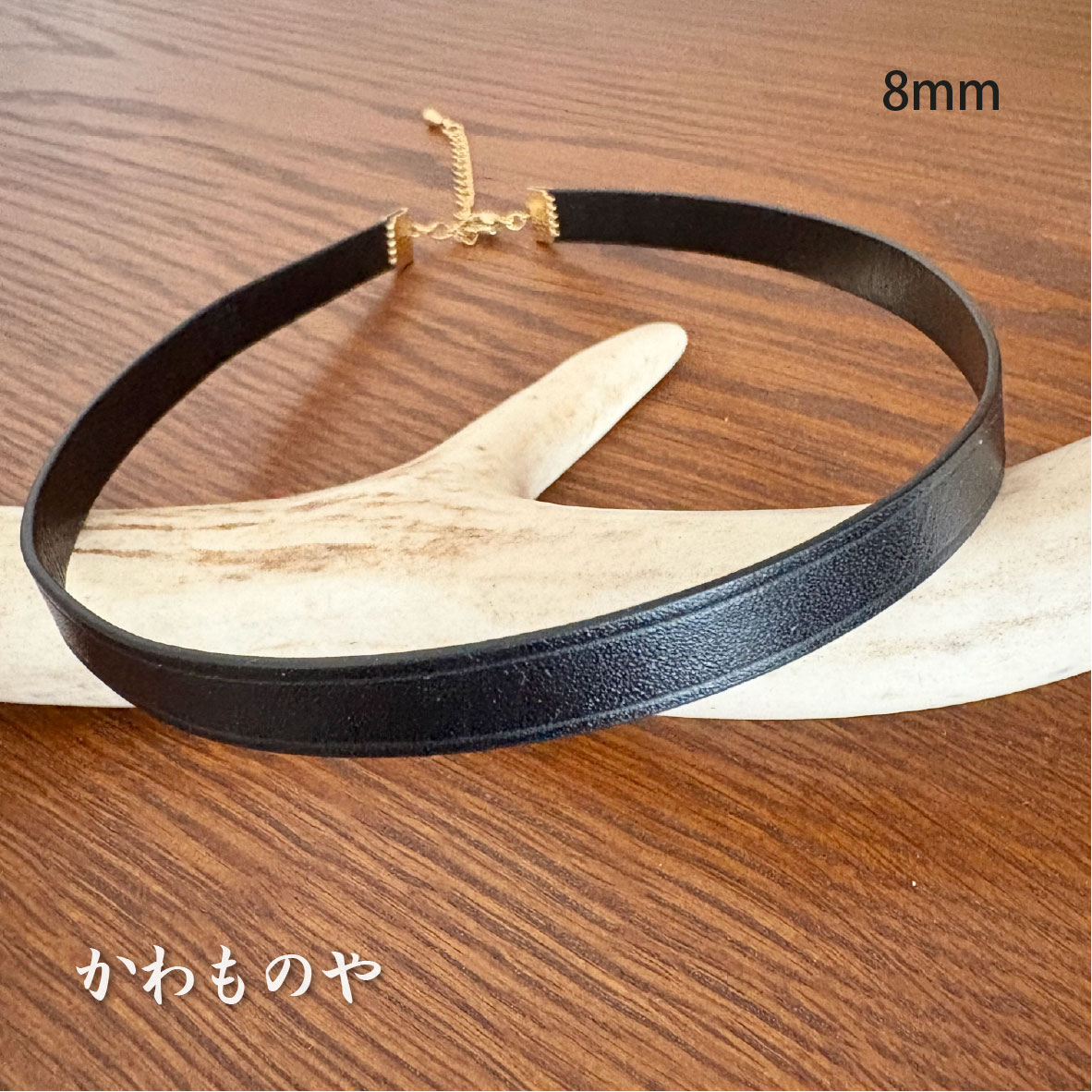 本革 牛革 レザーチョーカー 黒 ネックレス サージカルステンレス使用（太さ3種類）6mm 8mm 10mm