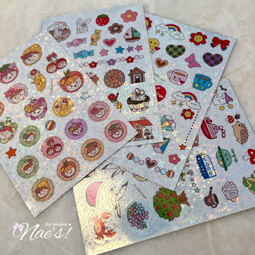 カット済み オリジナルキャラクター ホログラムシール(106ピース)デコレーションやシール交換などに!